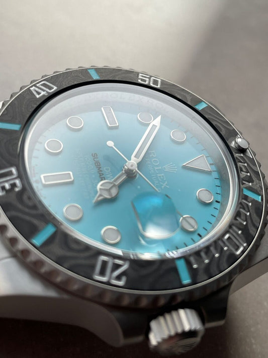 DIWF FACTORY 1:1 Rolex Submariner Sandblasted Best Edition Carbon Bezel Tiffany Blue Dial Dial VR3135