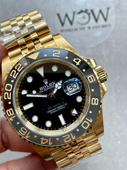 EWF Factory 1:1 Rolex GMT-Master II 126718GRNR 904L YG Black Dial Dots VR3285
