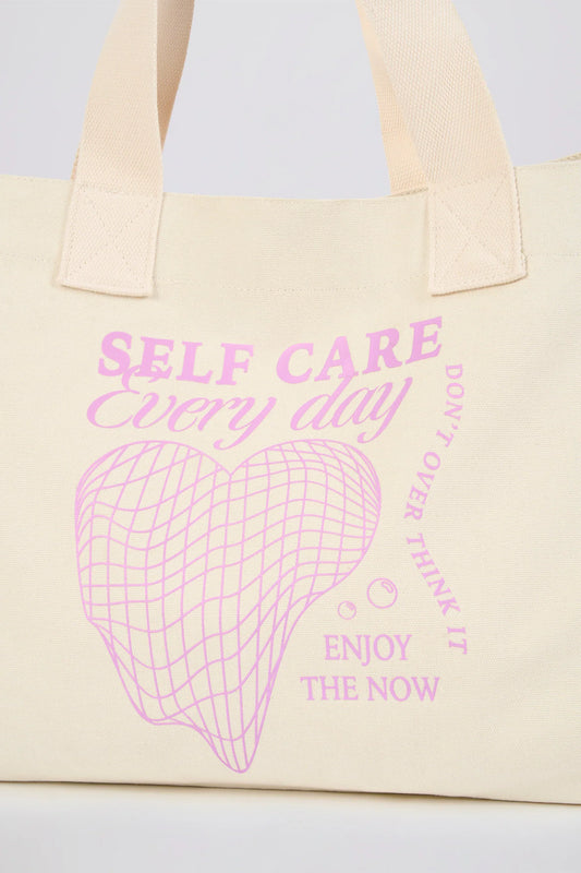 Oversized Canvas Tote Bag in Egg Shell