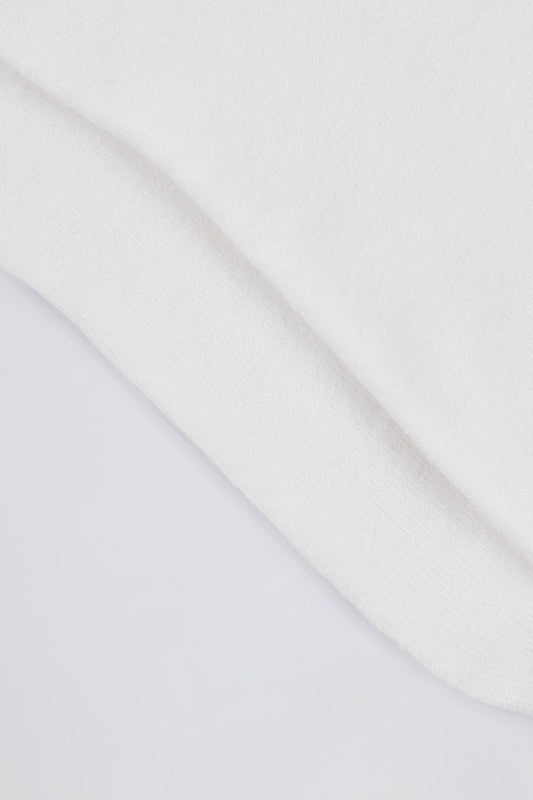 Ribbed Half-Crew Socks in White