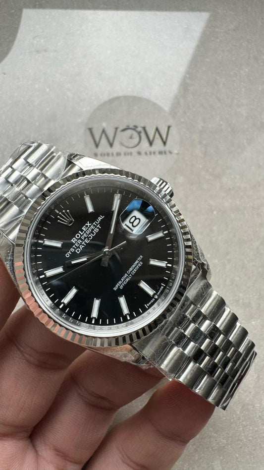 VSF Factory Rolex Datejust 36 904L SS Fluted Bezel Black Dial VS3235