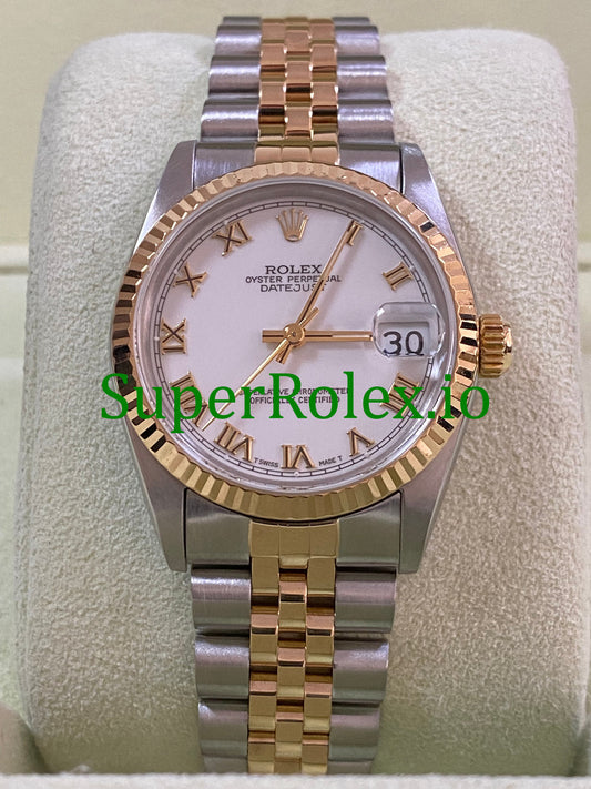 Rolex Datejust 31 Yellow Gold White Roman Dial Ref.68273