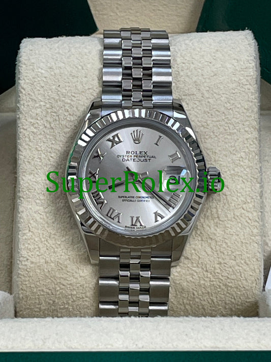 Rolex Lady-Datejust 28 Silver Roman Dial Ref.279174