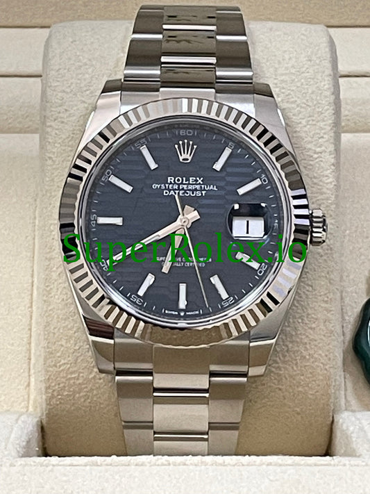 Rolex Datejust 41 Steel Bright Blue Fluted-Motif Dial Ref.126334