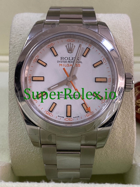 Rolex Milgauss Ref.116400 - M serial - White Dial u0026 Orange Accents