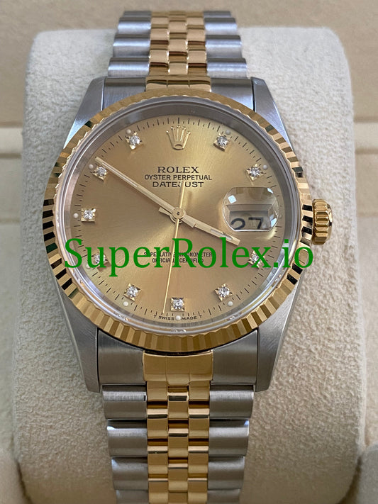 Rolex Datejust 36 Steel and Yellow Gold Diamond Dial Ref.16233