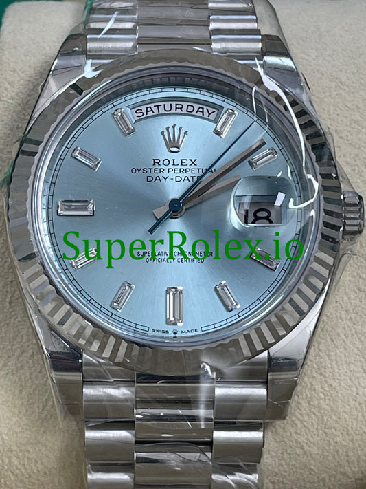 Rolex Platinum Day-Date 40MM Ref.228236 - Ice Blue Baguette Diamond Dial