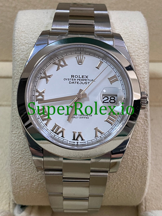 Rolex Datejust 41 Steel White Roman Dial Ref.126300
