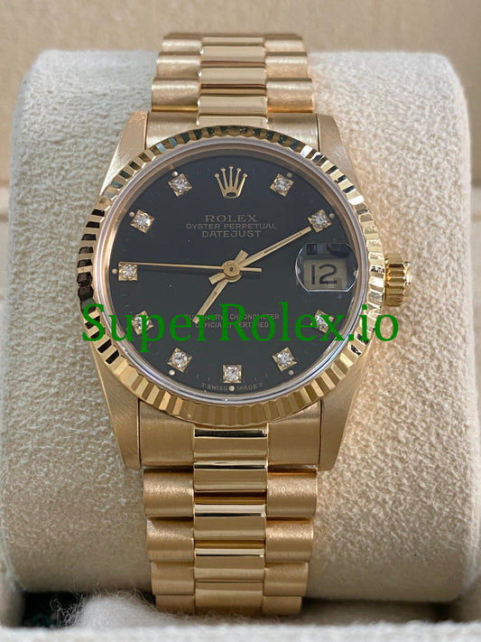 Rolex Datejust 31 Yellow Gold Black Diamond Dial Ref.68278
