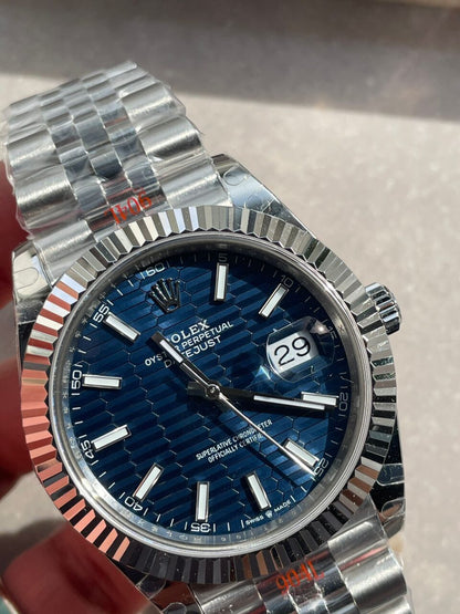 VSF Factory 1:1 Rolex DateJust 41  SS Best Edition 904L Steel Blue Textured Dial