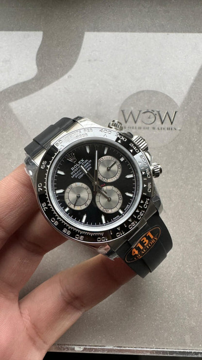 QF Factory 1:1 Rolex Daytona 126500 Best Edition 904L Steel Black Dial SA4131