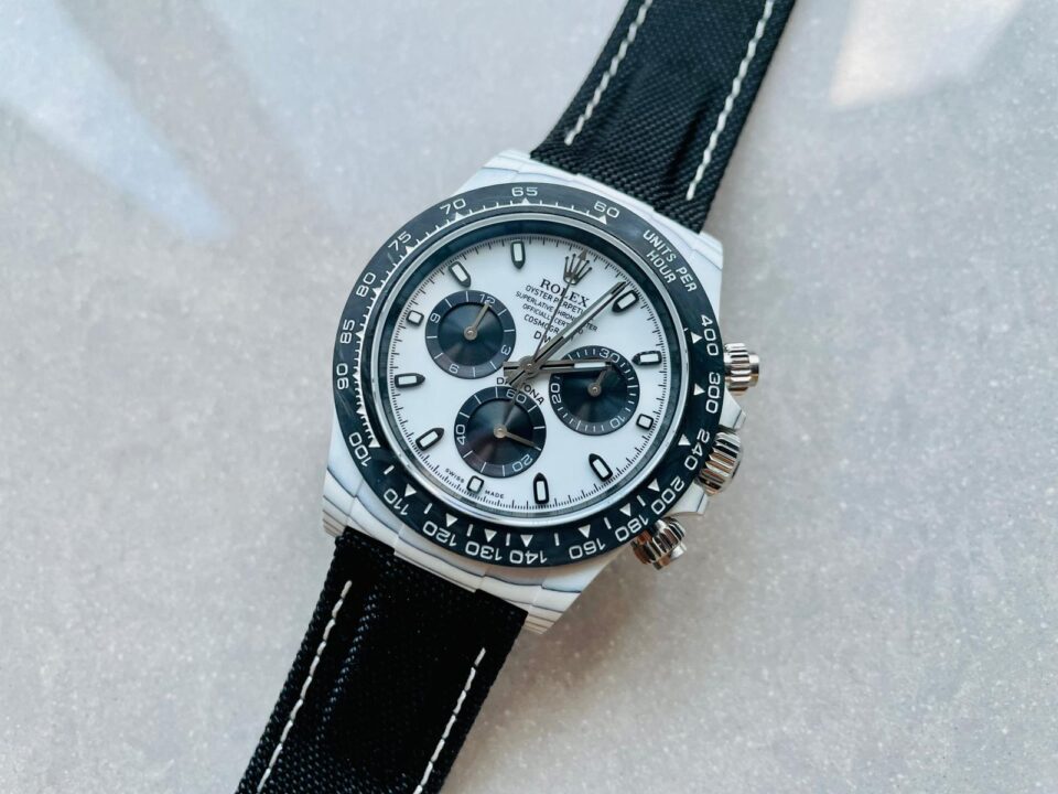 Noob Factory 1:1 Rolex Daytona DIW PANDA White Carbon Case and Bezel Best Edition White/Black Dial SA4130 V2