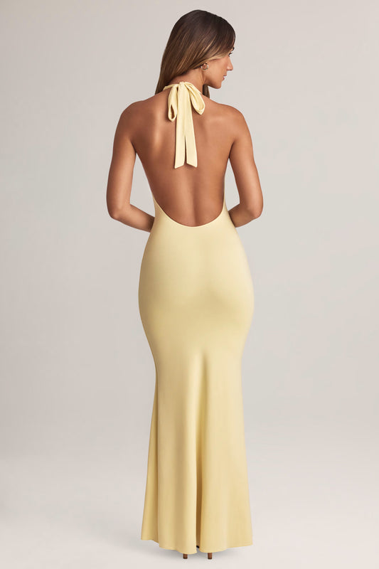 Modal Halterneck Maxi Dress in Lemon Sherbet