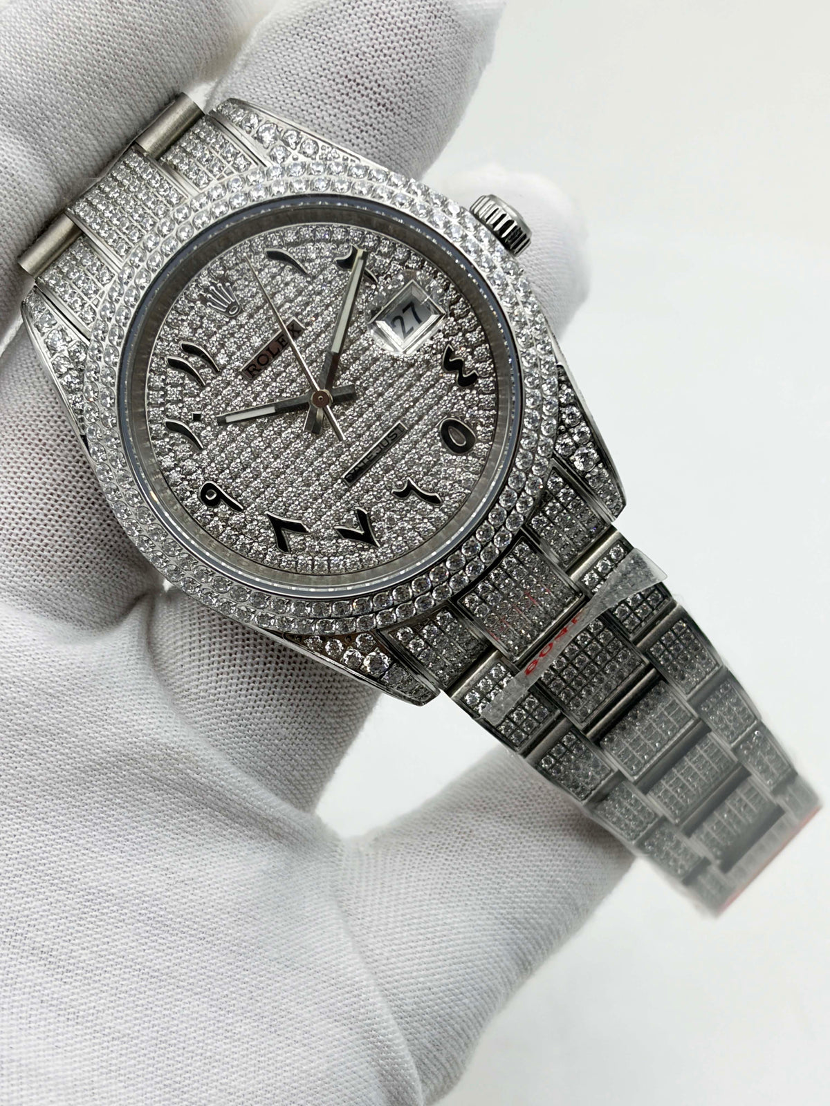 Rolex OYSTER PERPETUAL 41mm 904L SS MOISSANITE DIAMONDS BRACELET AND DIAL A2824 iced out