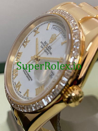 Rolex Day-Date 36MM Yellow Gold White Roman Dial Ref.118398BR