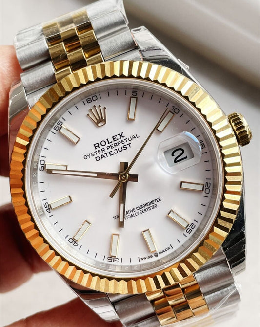 EW Factory 1:1 Rolex DateJust 41 126333 SS/YG Best Edition 904L Steel White Stick Dial