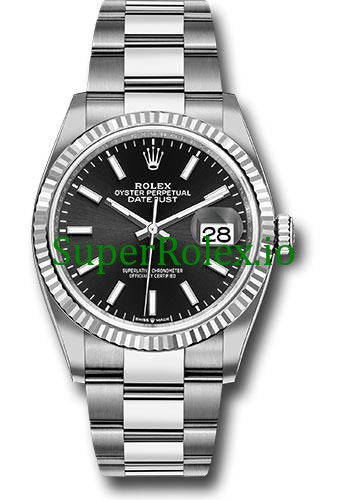 Replica Rolex Datejust 36 Steel Black Index Dial Ref.126234
