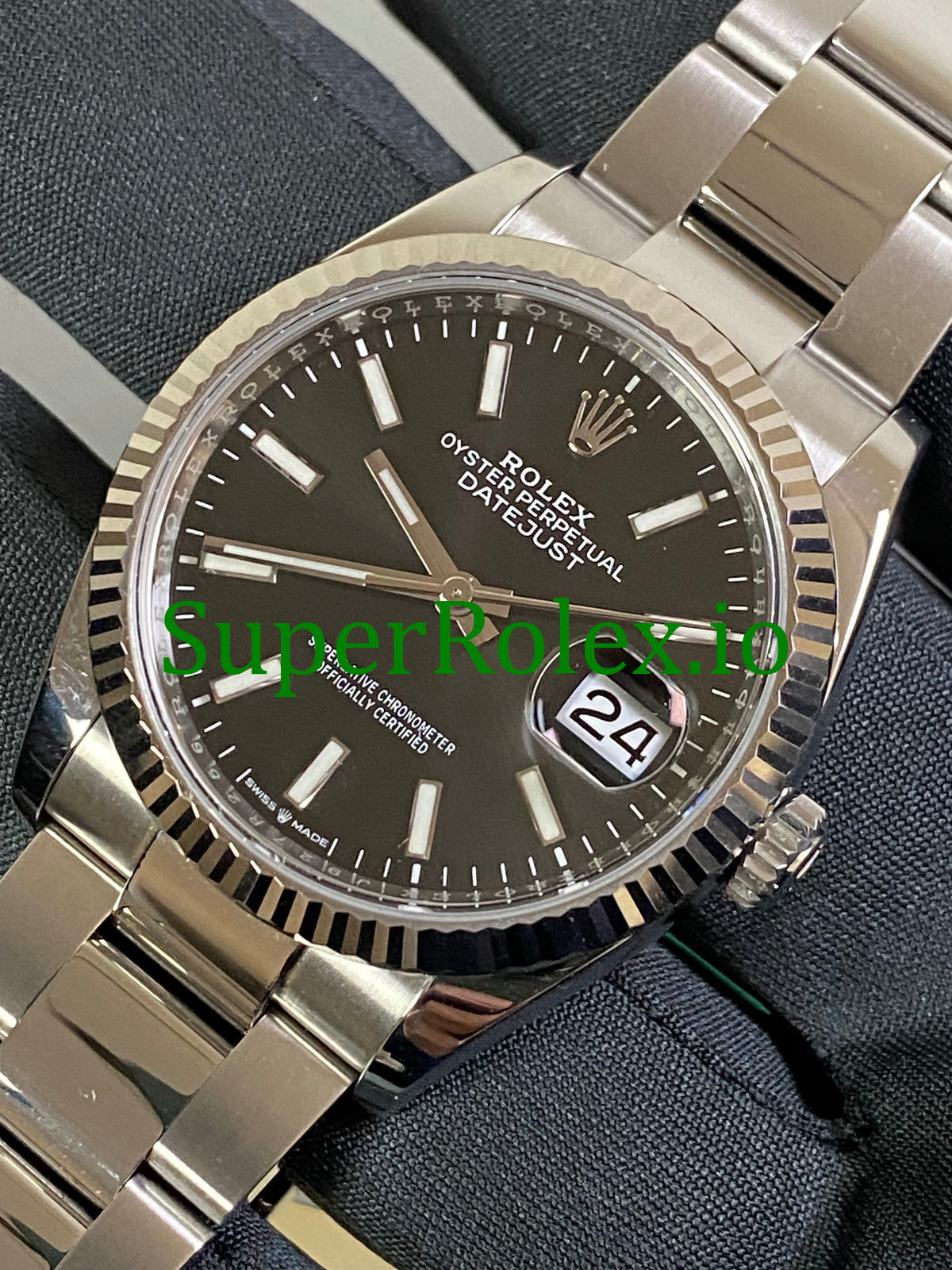 Replica Rolex Datejust 36 Steel Black Index Dial Ref.126234