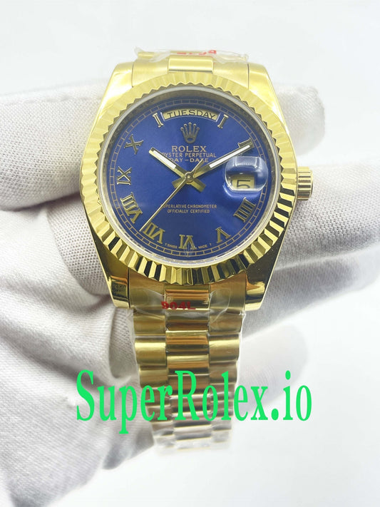Rolex Day-Date 36MM Yellow Gold Blue Roman Dial Ref.18238