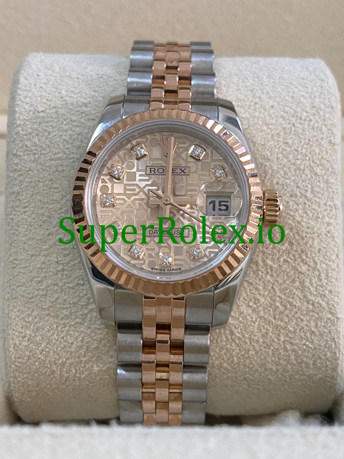 Rolex Lady-Datejust 26 Everose Gold and Steel Diamond Dial Ref.179171
