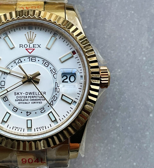 Noob FACTORY 1:1 Rolex Skydweller SS/YG Best Edition White Dial A23J
