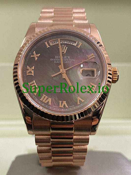 Rolex Day-Date 36MM Everose Gold Tahitian Mother of Pearl Roman Dial Ref.118235