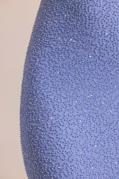 Embellished Cowl Neck Maxi Dress in Powder Blue