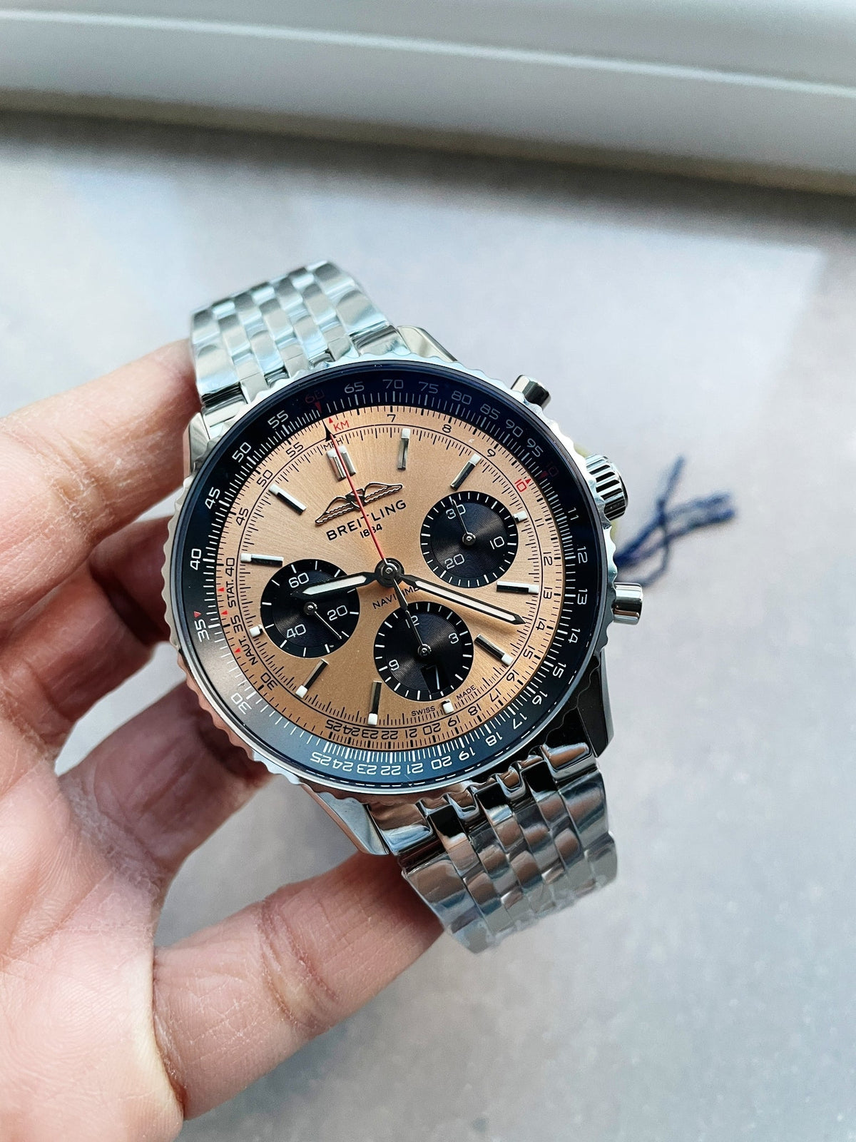 BLS Factory 1:1 Breitling Navitimer 01 Best Edition SS Salmon Dial A7750