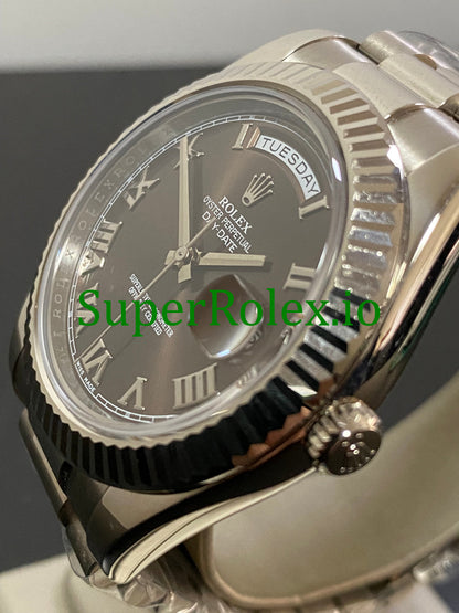 Rolex Day-Date II 40MM White Gold Ref.218239 - hocolate Roman Dial
