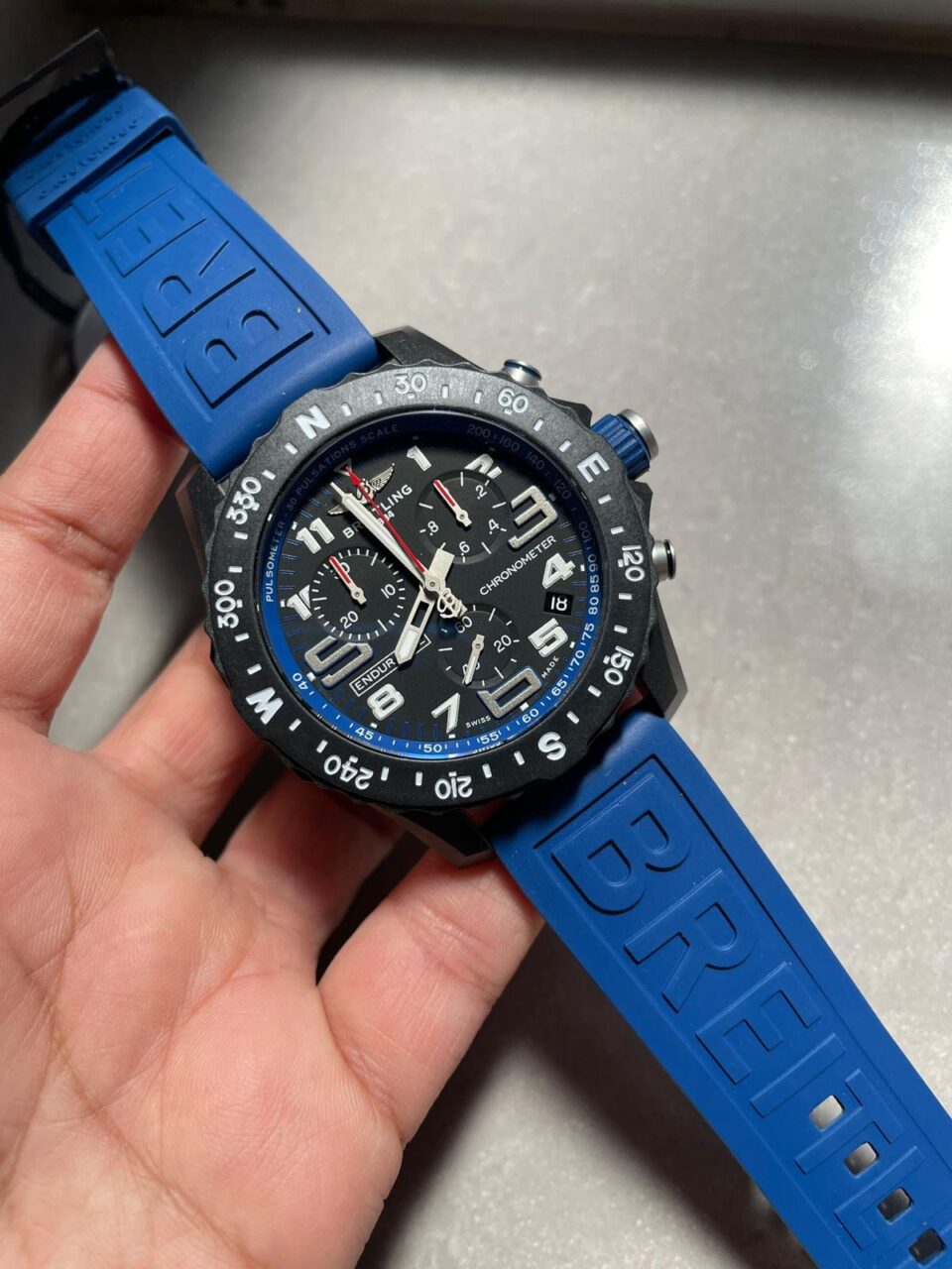 OGF Factory 1:1 Breitling Endurance pro 44mm Black dial Blue Rubber Strap quartz movement