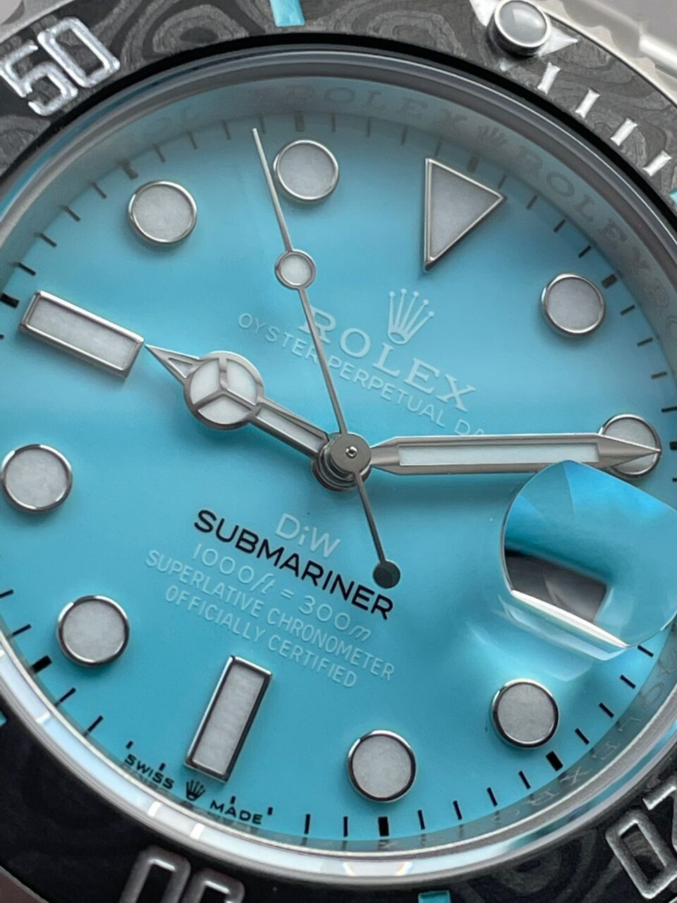 DIWF FACTORY 1:1 Rolex Submariner Sandblasted  Best Edition Carbon Bezel Tiffany Blue Dial Dial VR3135