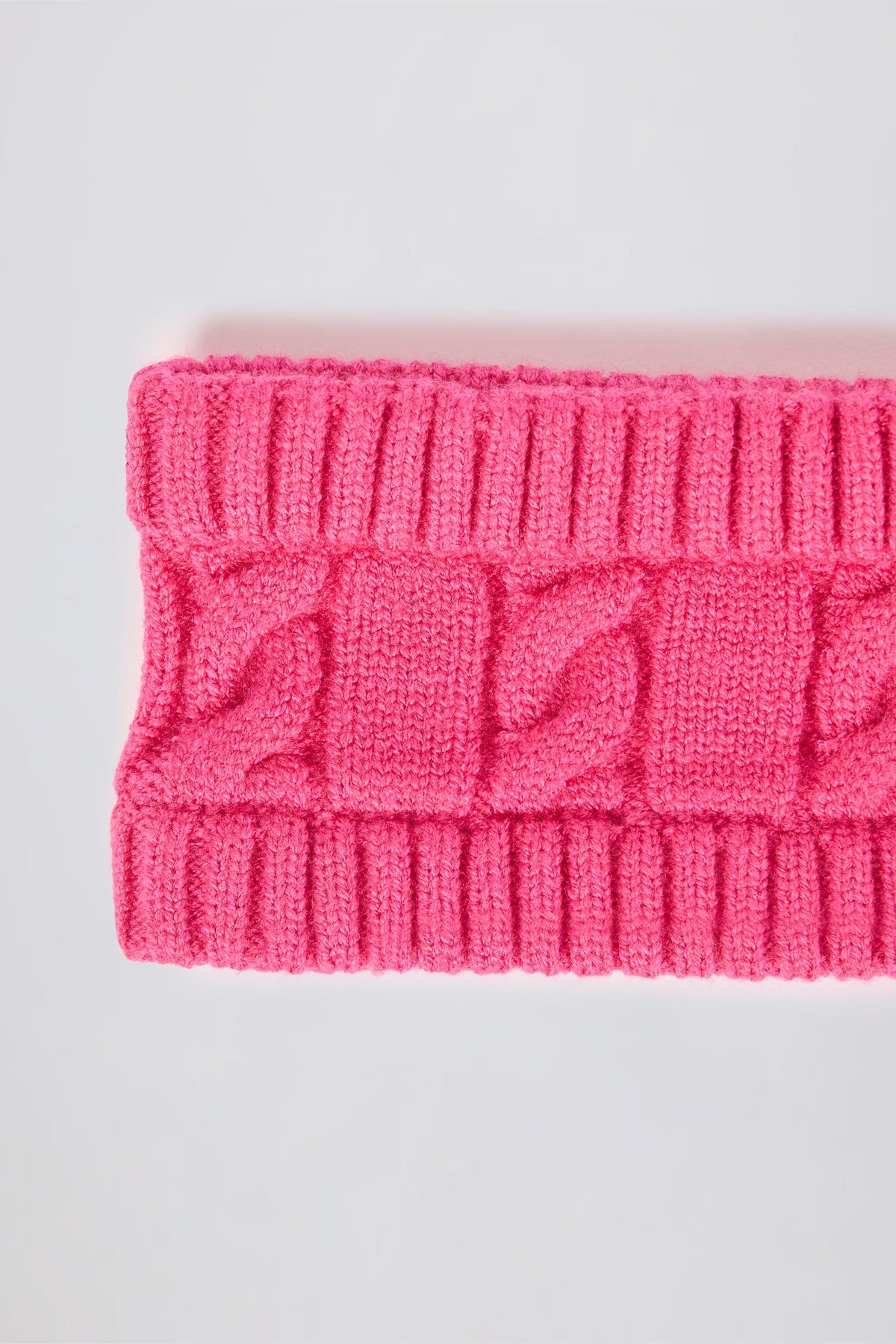 Cable-Knit Headband in Hot Pink