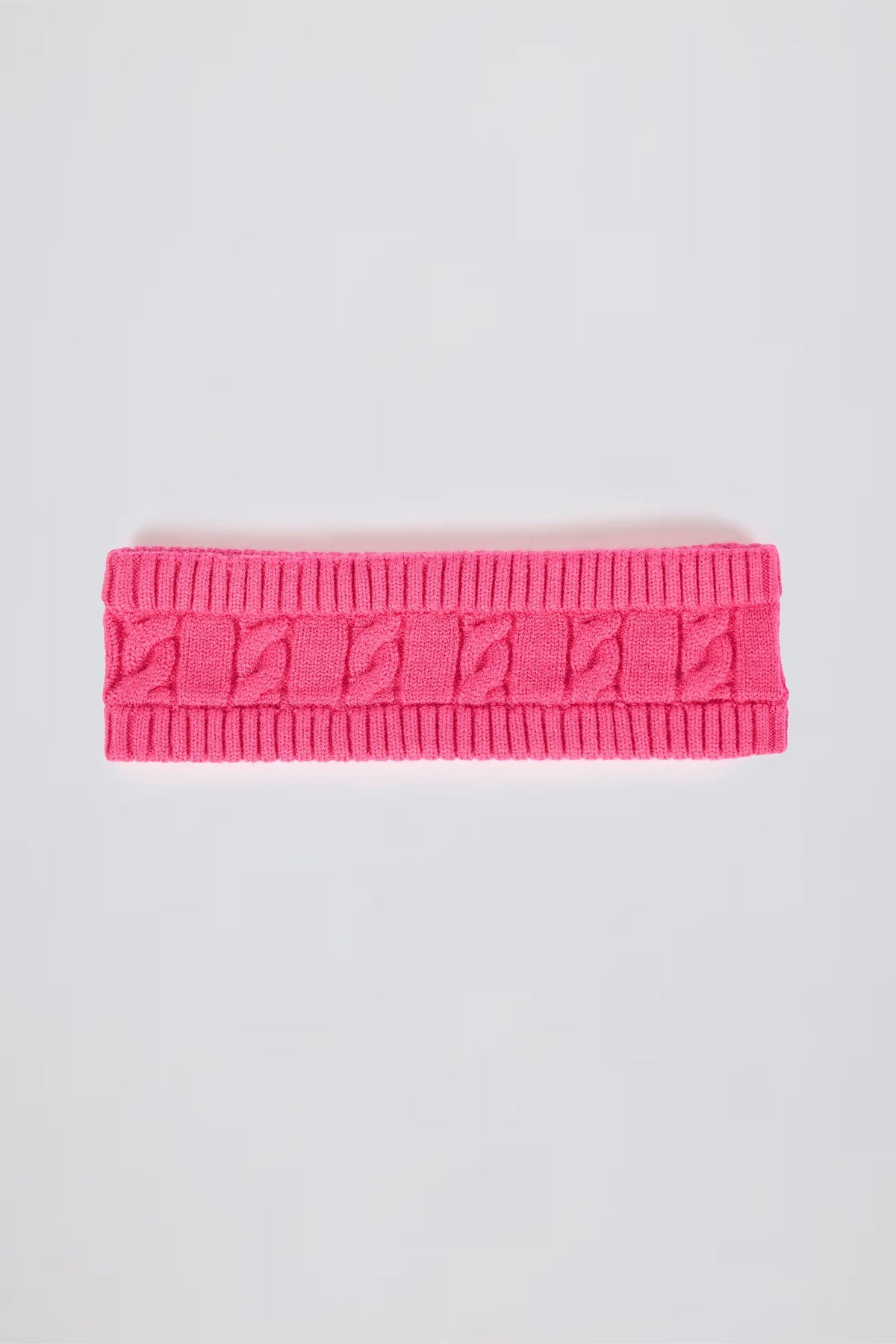 Cable-Knit Headband in Hot Pink