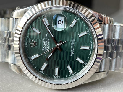 VSF Factory 1:1 Rolex Datejust 41mm 126334 904L SS Fluted Bezel Patterned Green MOTIF Dial VS3235
