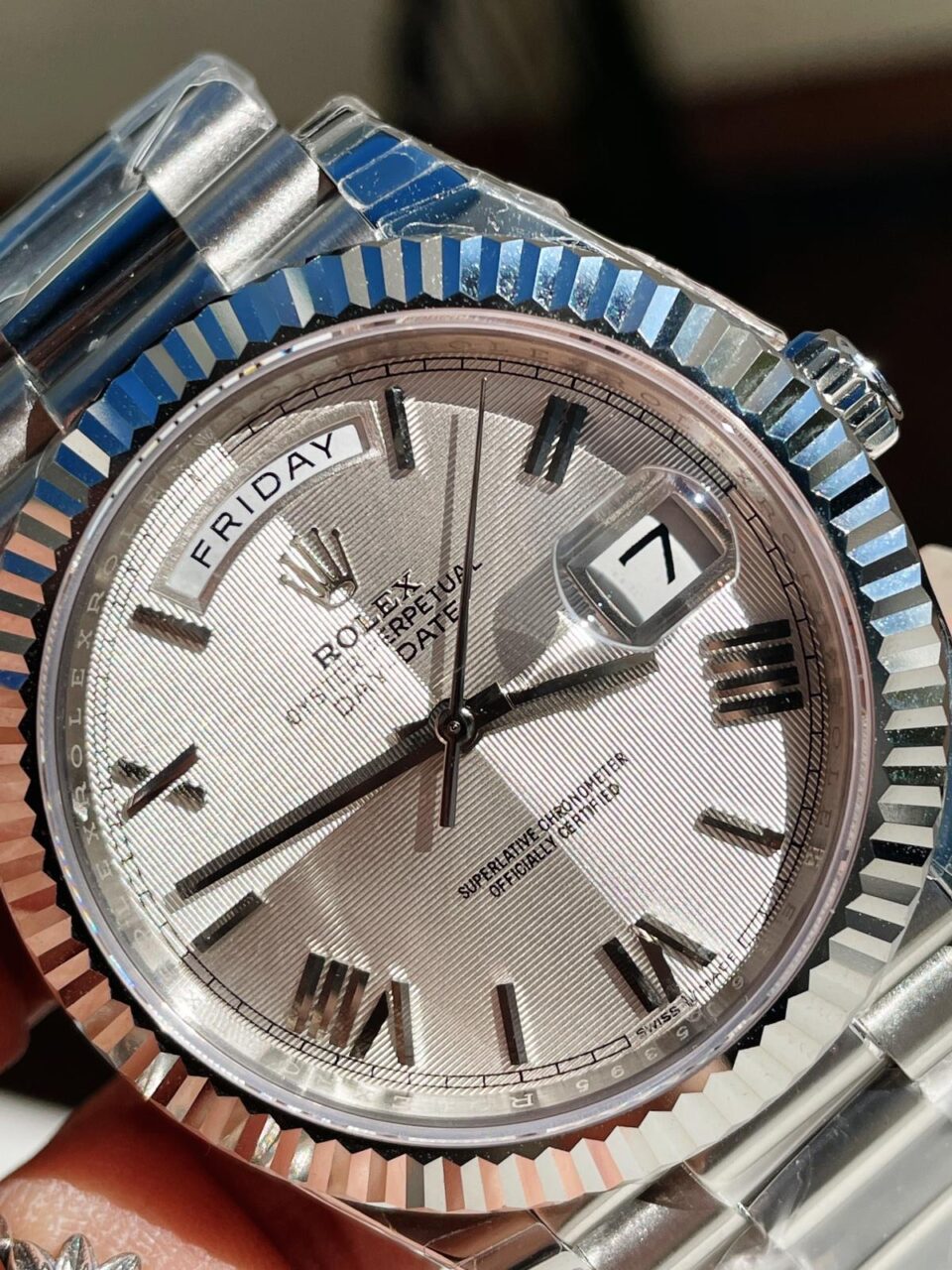 EWF Factory SS 1:1 Rolex Day Date II 228239 Best Edition White Textured Dial A3255