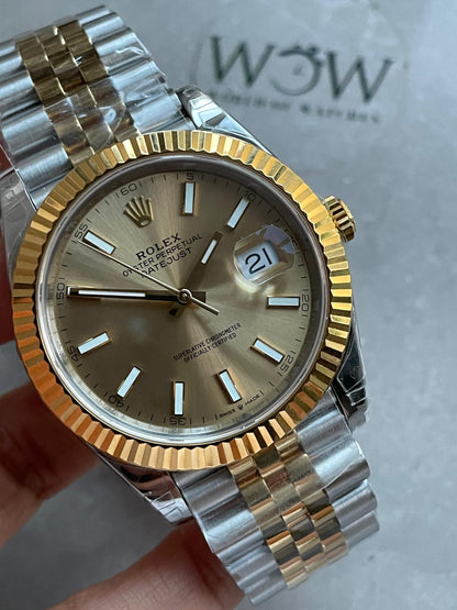 VSF Factory 1:1 Rolex Datejust 41mm 126333 904L YG/SS Fluted Bezel Gold Dial on VS3235