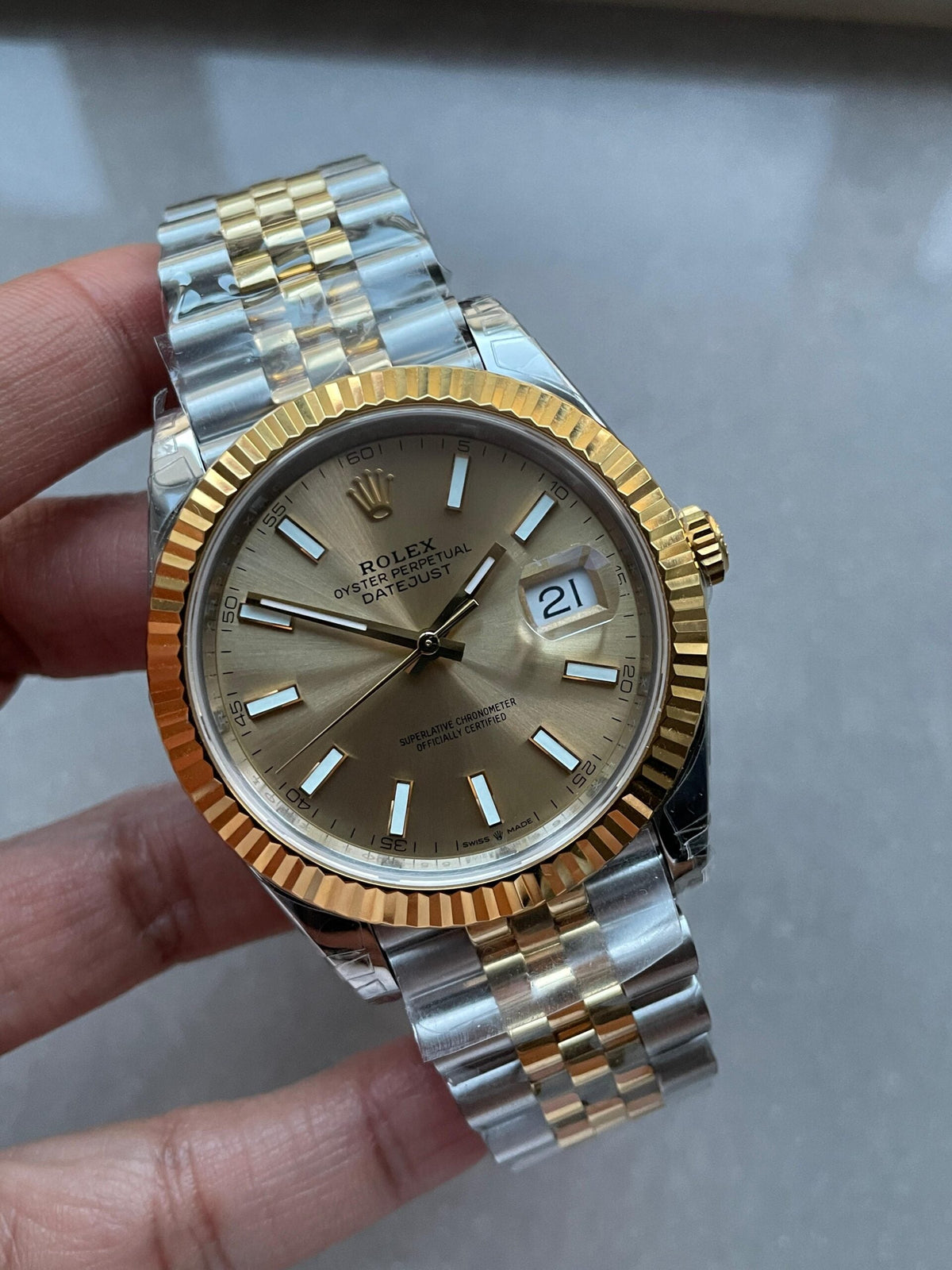 VSF Factory 1:1 Rolex Datejust 41mm 126333 904L YG/SS Fluted Bezel Gold Dial on VS3235