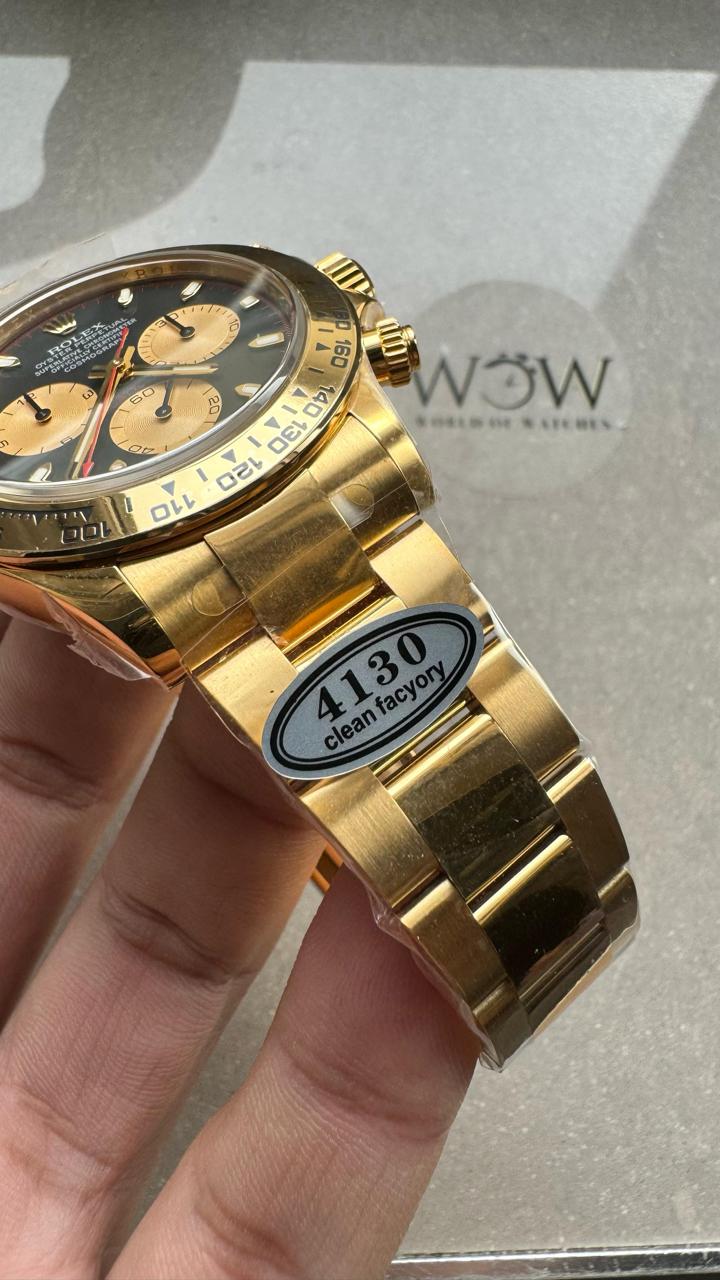 YG factory 1:1 Rolex Clean Daytona 116508 904L YG Black Dial A4130