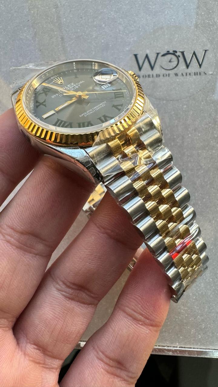 VSF Factory 1:1 Rolex datejust 36mm Wimbledon gold Best Edition 904L Wimbledon Steel Gray Dial Green Roman VR3235VSF