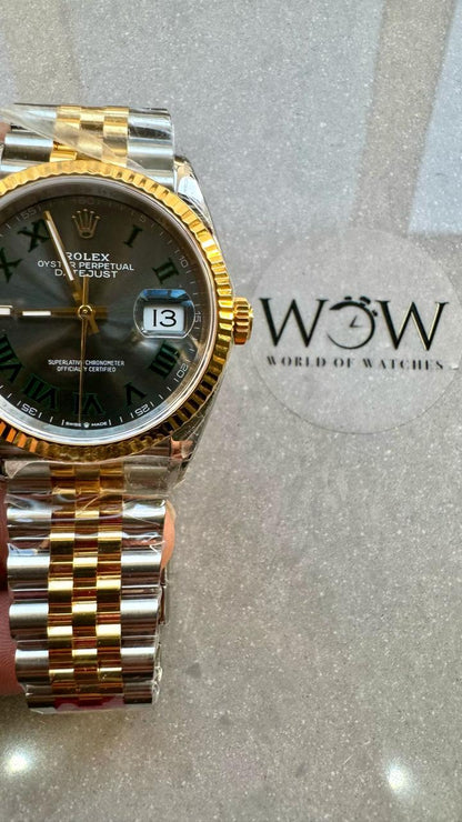 VSF Factory 1:1 Rolex datejust 36mm Wimbledon gold Best Edition 904L Wimbledon Steel Gray Dial Green Roman VR3235VSF