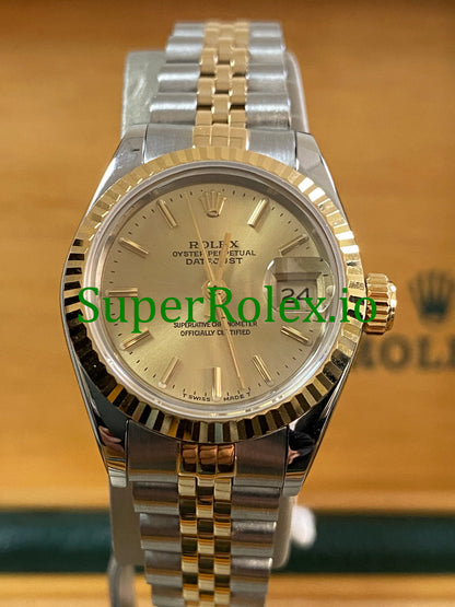 Rolex Lady-Datejust 26MM Yellow Gold Champagne Index Dial Ref.69173