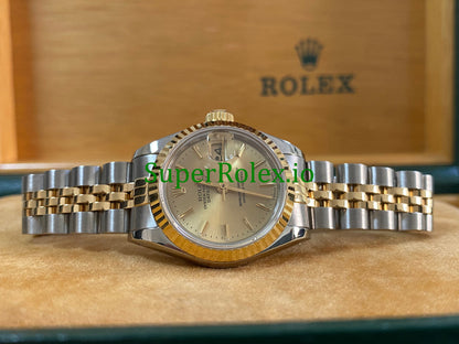 Rolex Lady-Datejust 26MM Yellow Gold Champagne Index Dial Ref.69173