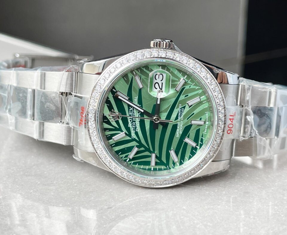 GMF Factory 1:1 Rolex DateJust 36 SS 126284 Diamonds Bezel Best Edition New Green Dial A2824