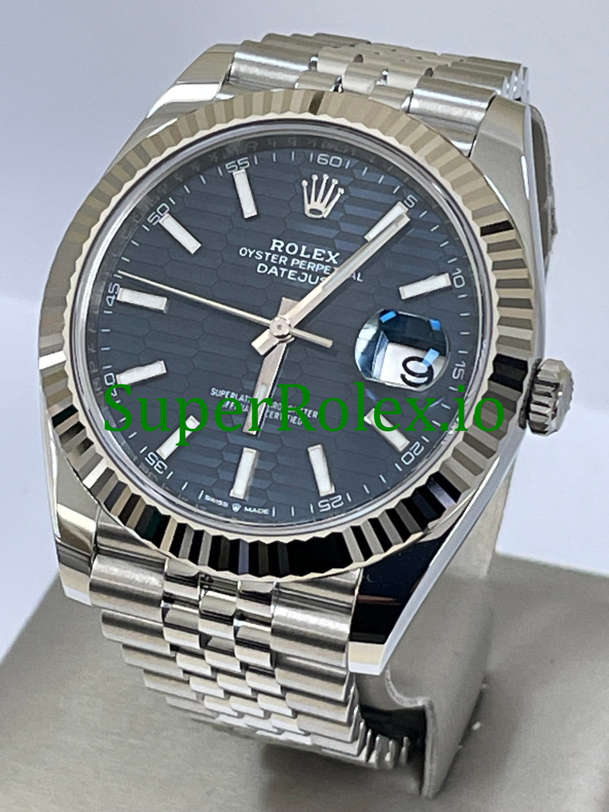 Rolex Datejust 41 White Gold Bright Blue Motif Dial Ref.126334