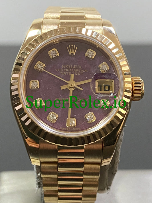 Rolex Lady-Datejust 26 Yellow Gold Rubelite Diamond Dial Ref.179178