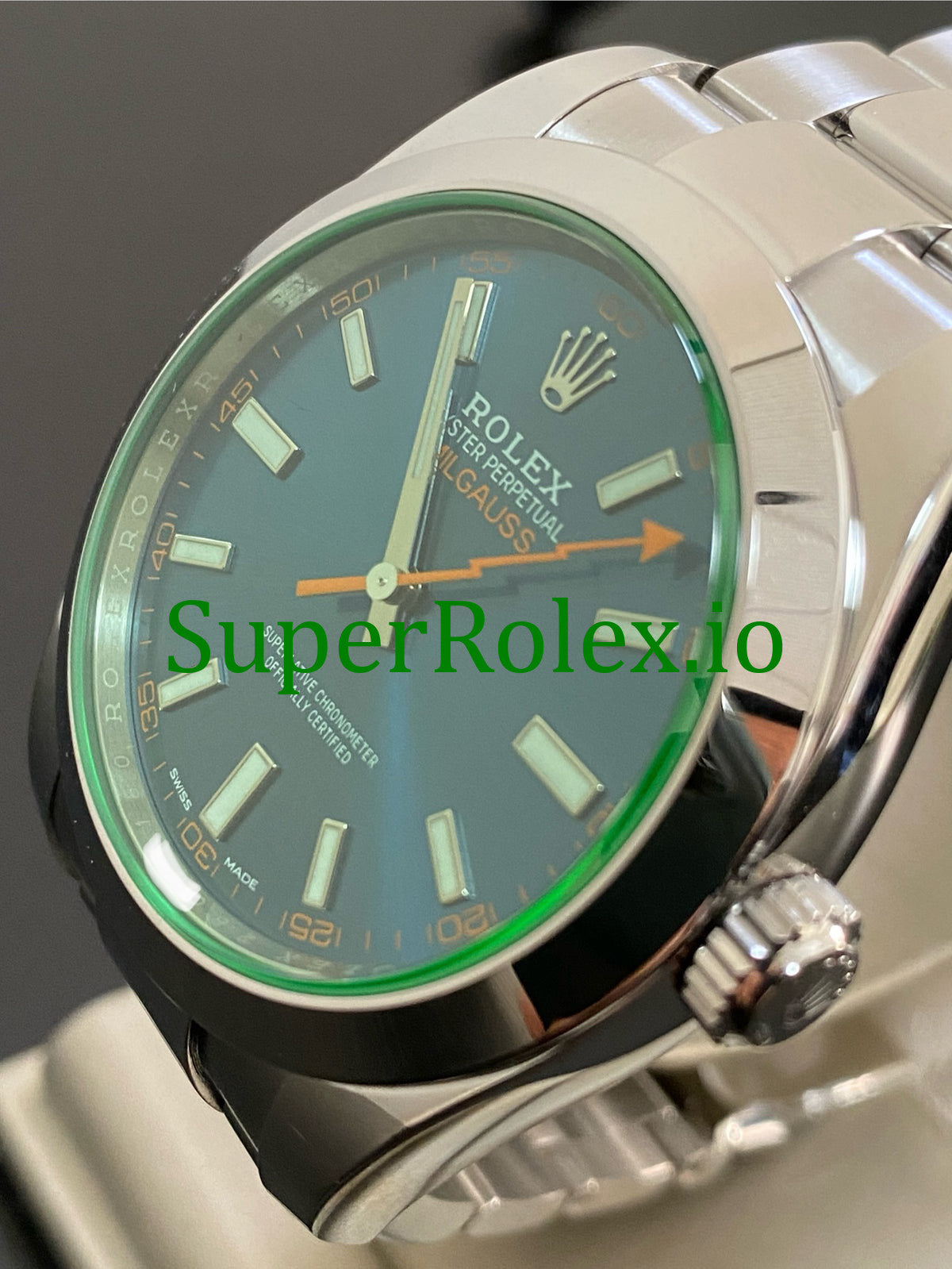 Rolex Milgauss 40mm Blue Dial Ref.116400GV - Green Crystal