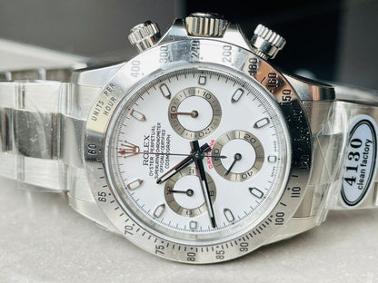 Rolex Daytona 116500 DAYTONA 1:1 Best Edition CF 904L SS Case and Bracelet White Dial Silver bezel SA4130