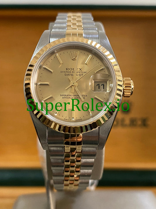 Rolex Lady-Datejust 26MM Yellow Gold and Steel Champagne Index Dial Ref.79173