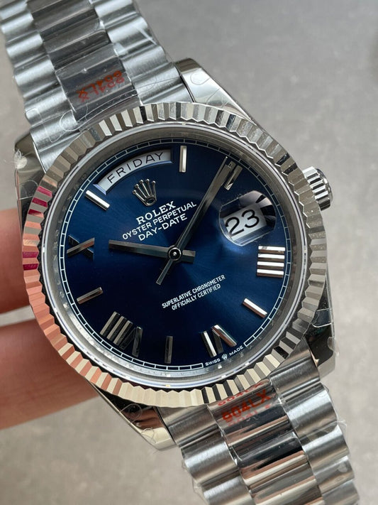GMF Factory 1:1 Rolex DayDate 40mm 228239 Gain Weight SS/tungsten Blue Dial Roman Markers A3255
