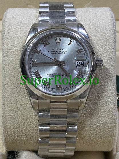 Rolex Platinum Dial Datejust 31 Silver Roman Roman Ref.178246